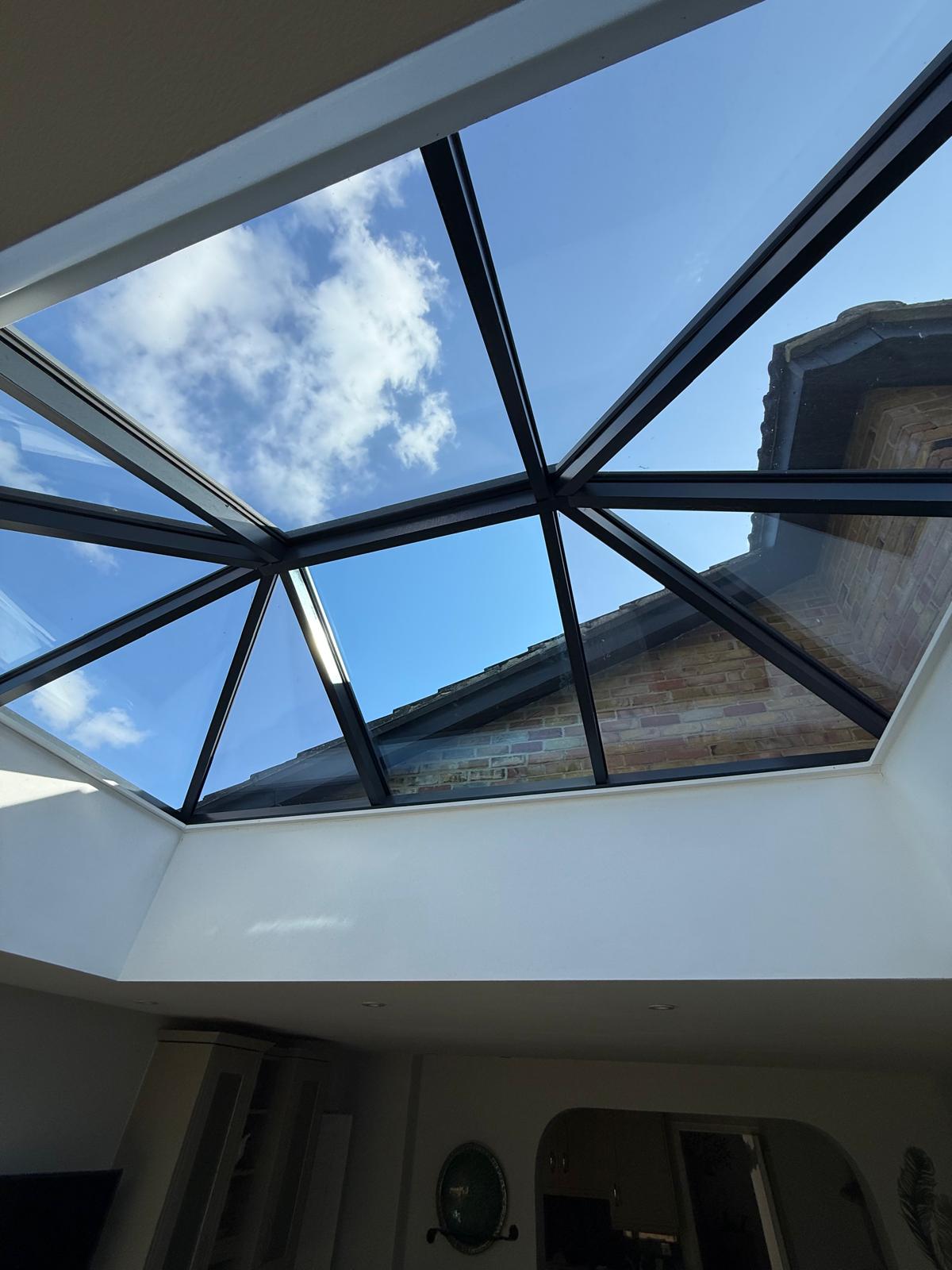 Modern kitchen flooded with natural light from a sky lantern